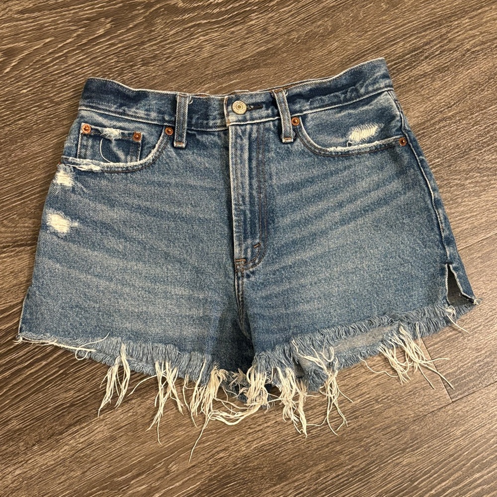 Abercrombie & Fitch Blue Distressed Jean Shorts